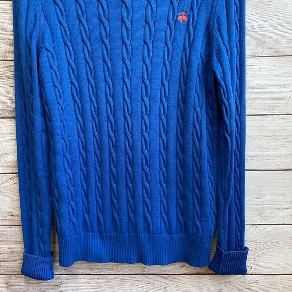 BROOKS BROTHERS SUPIMA COTTON CABLE KNIT SWEATER IN BLUE - Picture 3 of 5